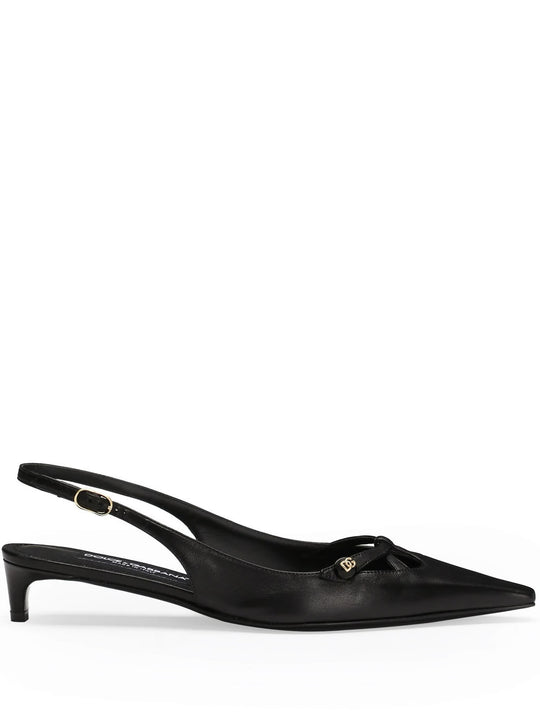 Dolce & Gabbana Black Leather Slingback Shoes