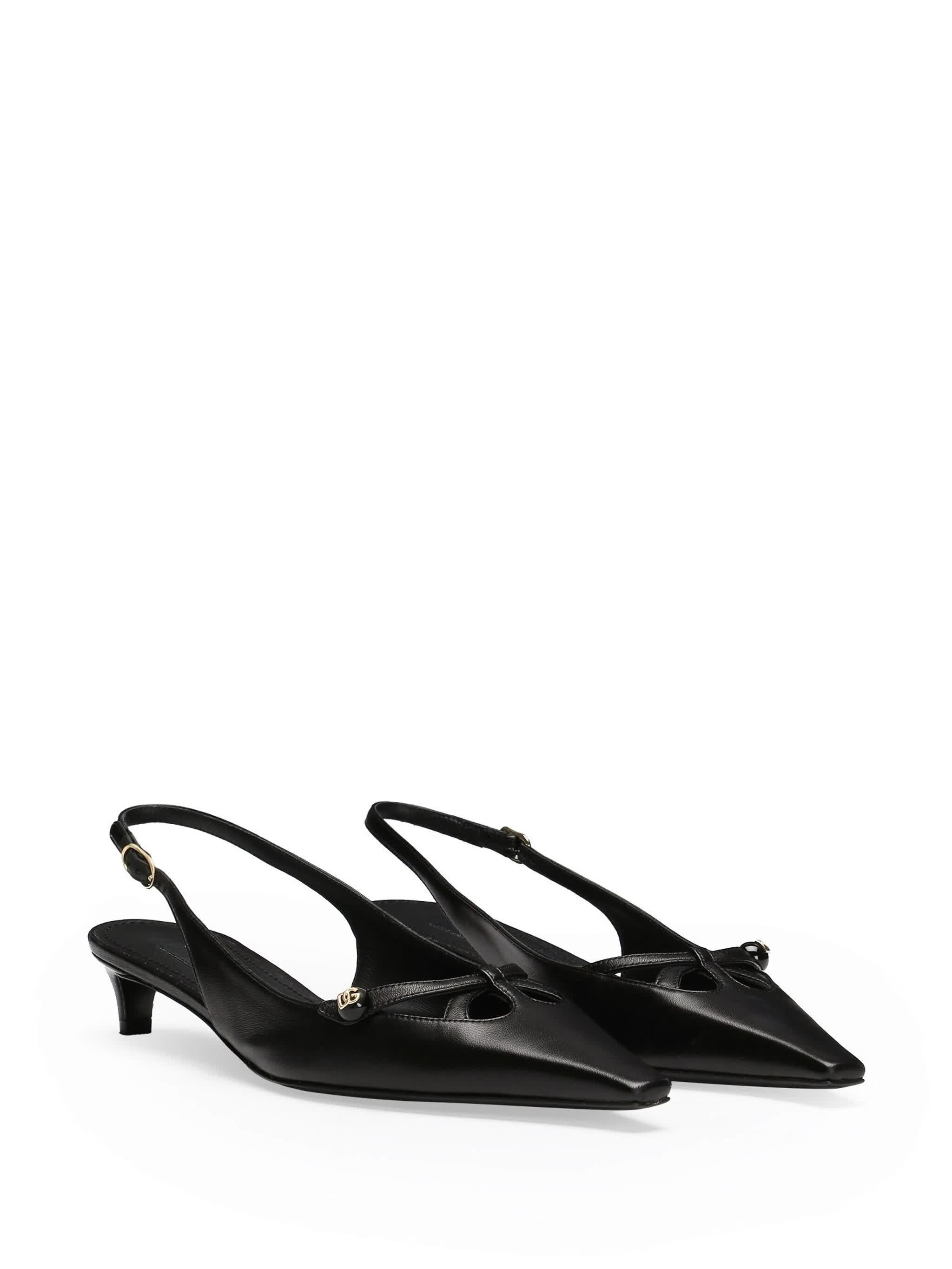Dolce & Gabbana Black Leather Slingback Shoes
