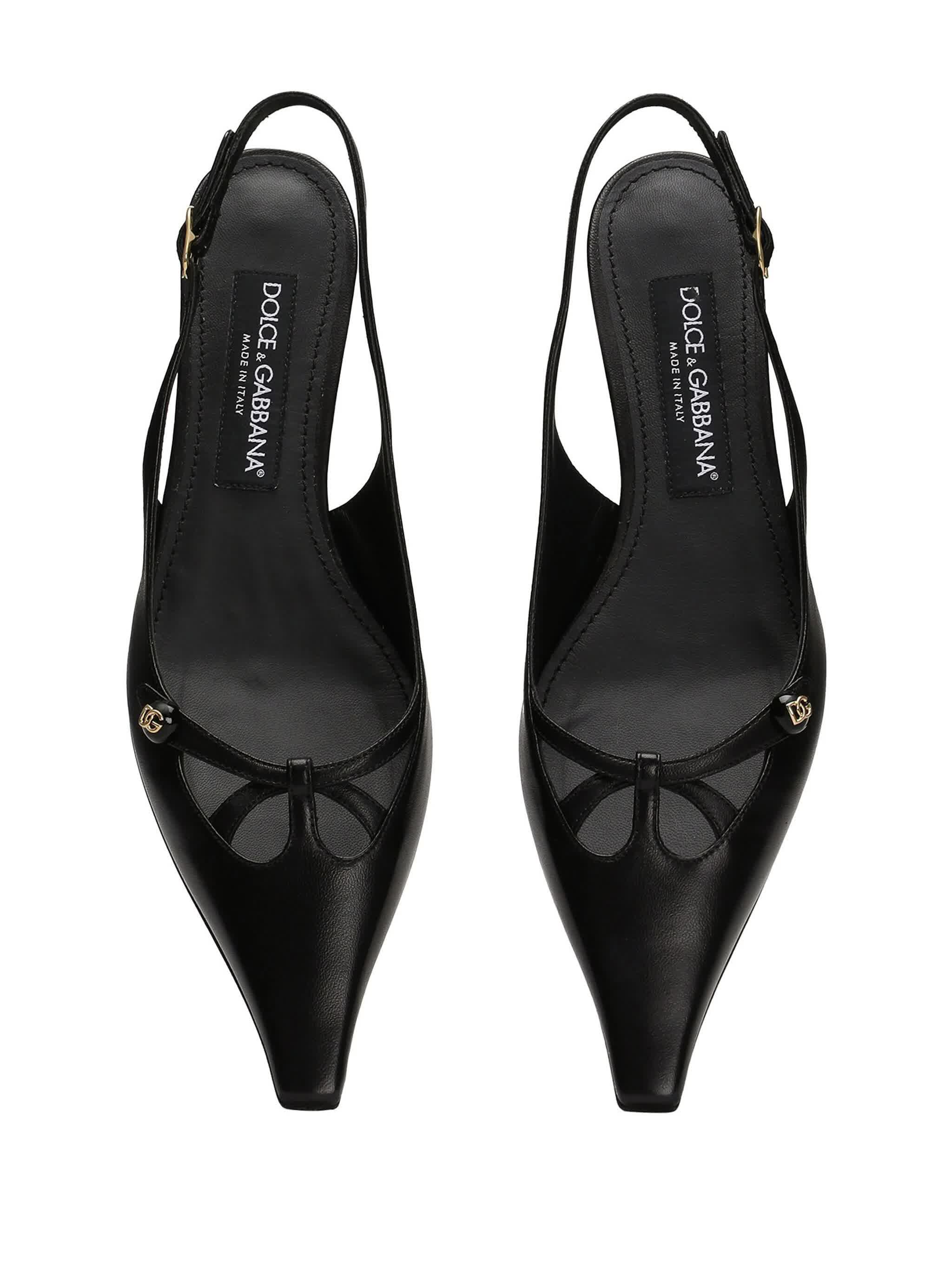 Dolce & Gabbana Black Leather Slingback Shoes