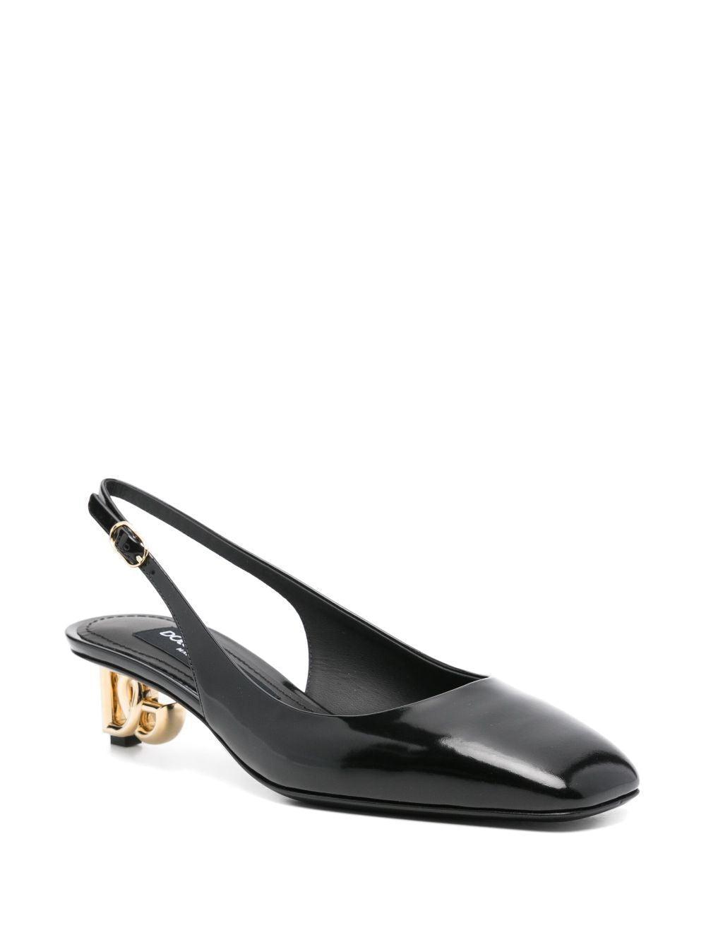 Dolce & Gabbana Logo-Heel Patent Leather Slingback Pumps