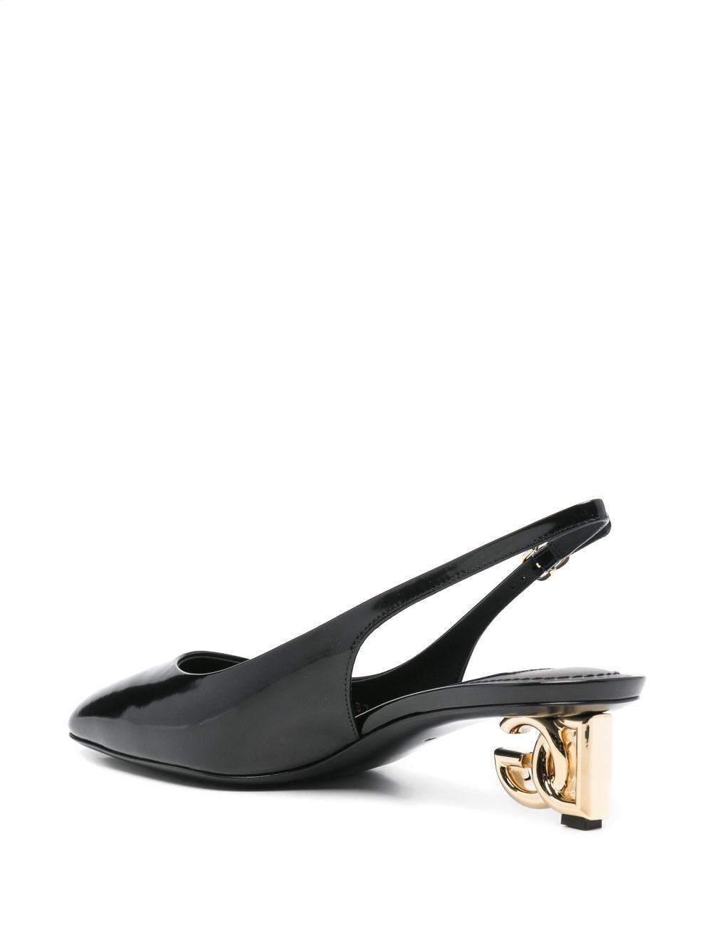 Dolce & Gabbana Logo-Heel Patent Leather Slingback Pumps