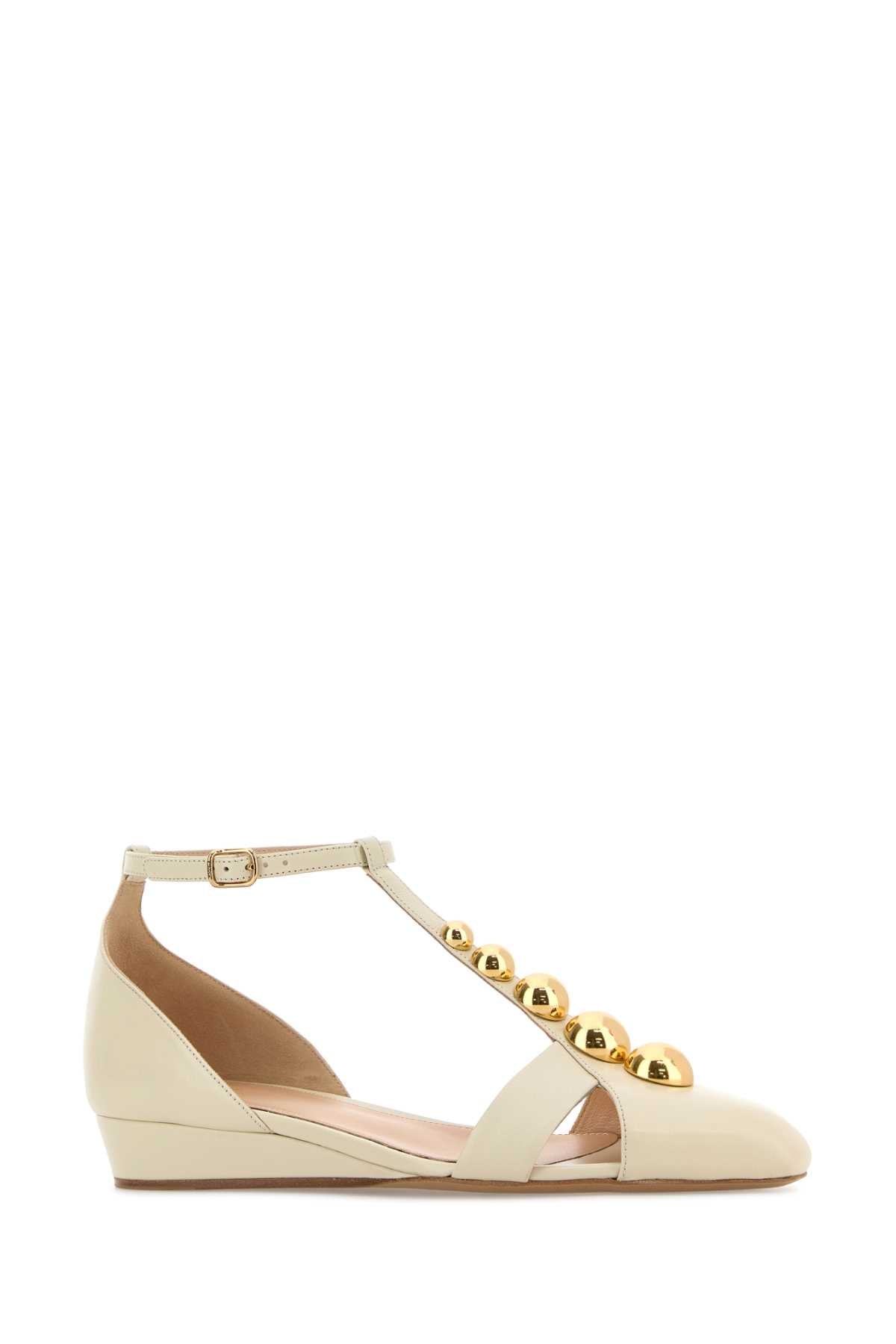 Chloé Cream Leather Cleia Ballerinas
