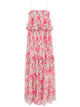 Chloé Long Silk Muslin Dress With Rose Print, White/Pink