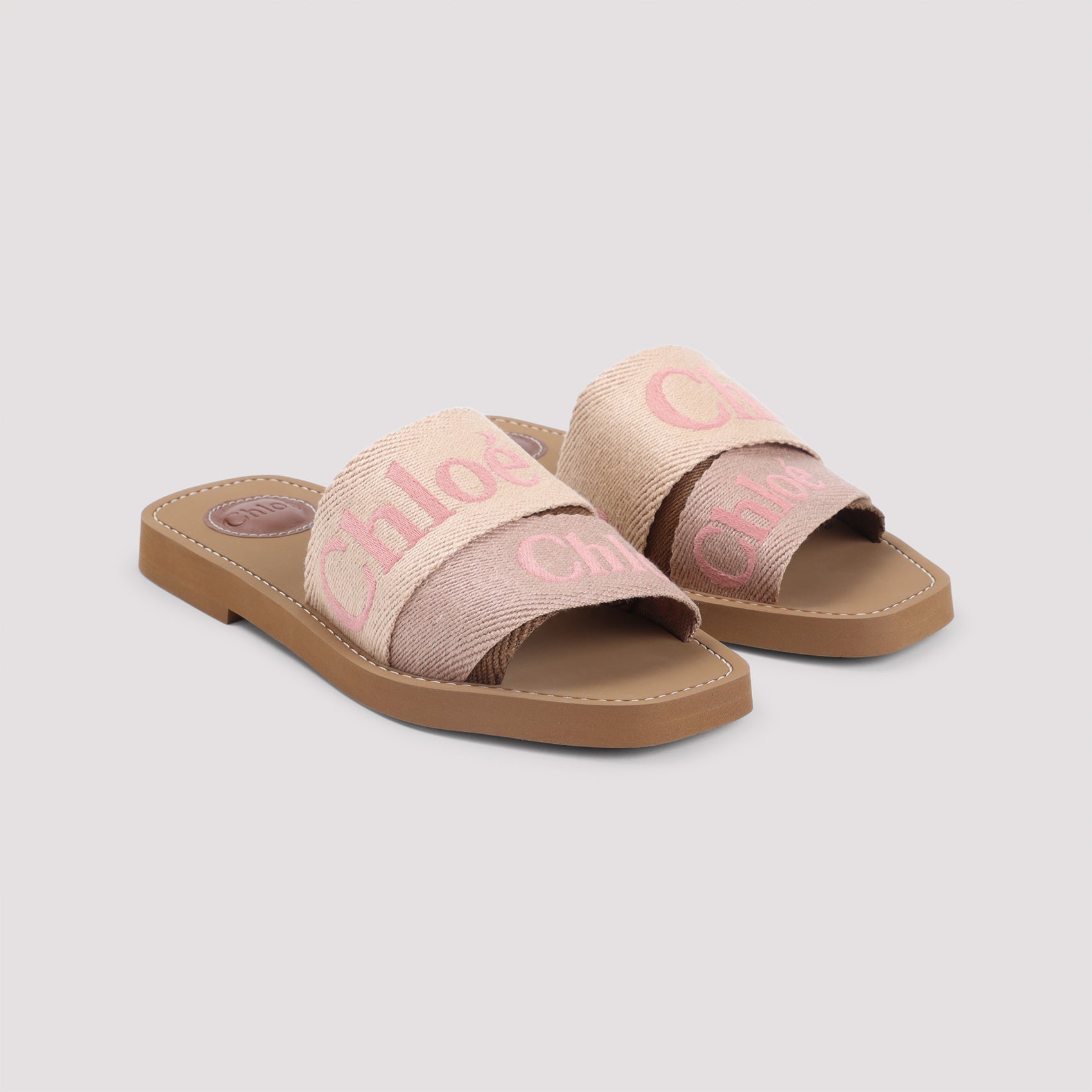 Chloé Woody Flat Sandal Logo Bands