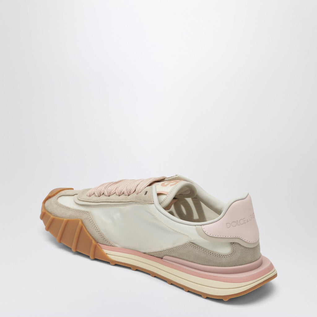 Dolce&Gabbana Dg Athletic Sneakers In Ivory And Pink Fabric And Leather