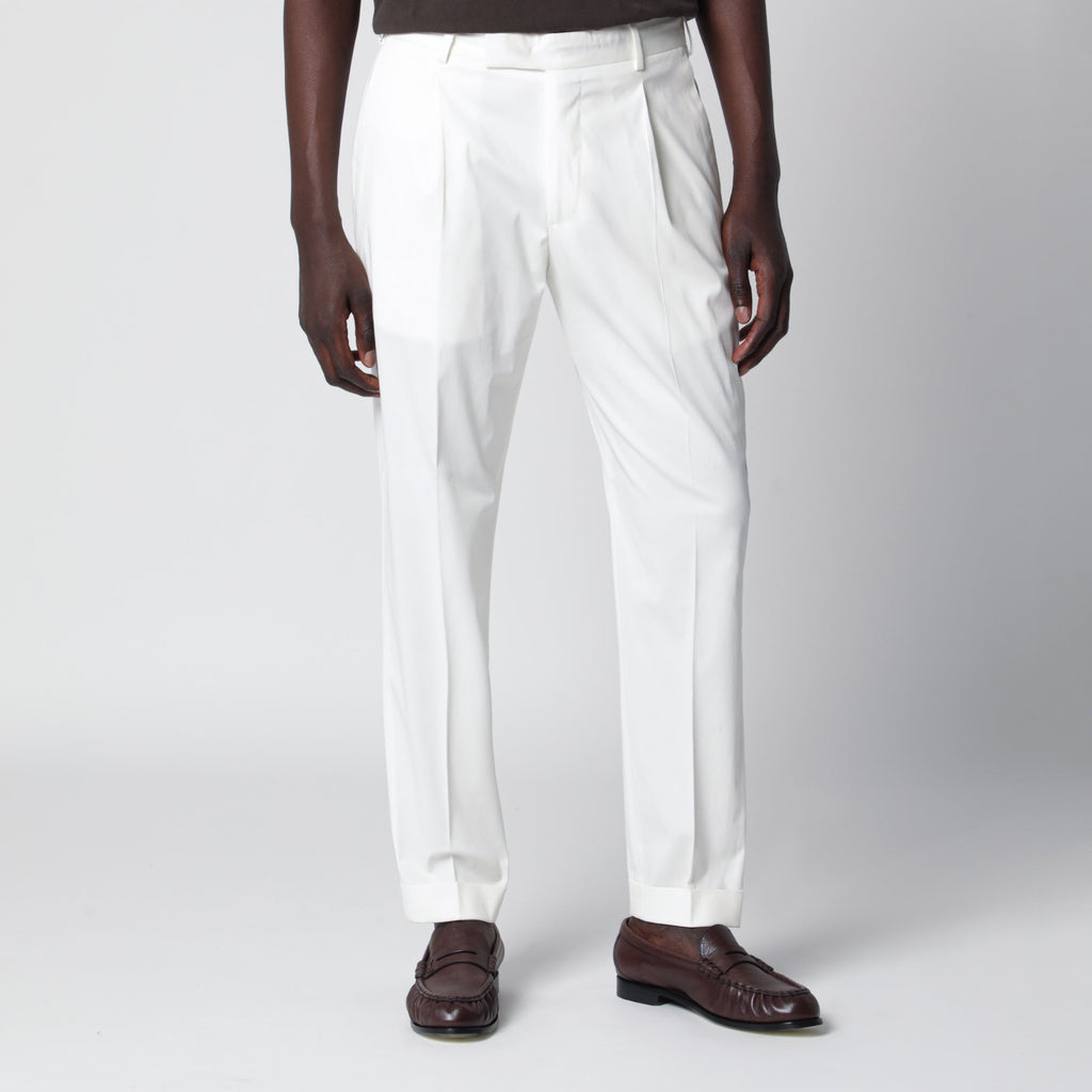 Pt01 White Cotton Trousers