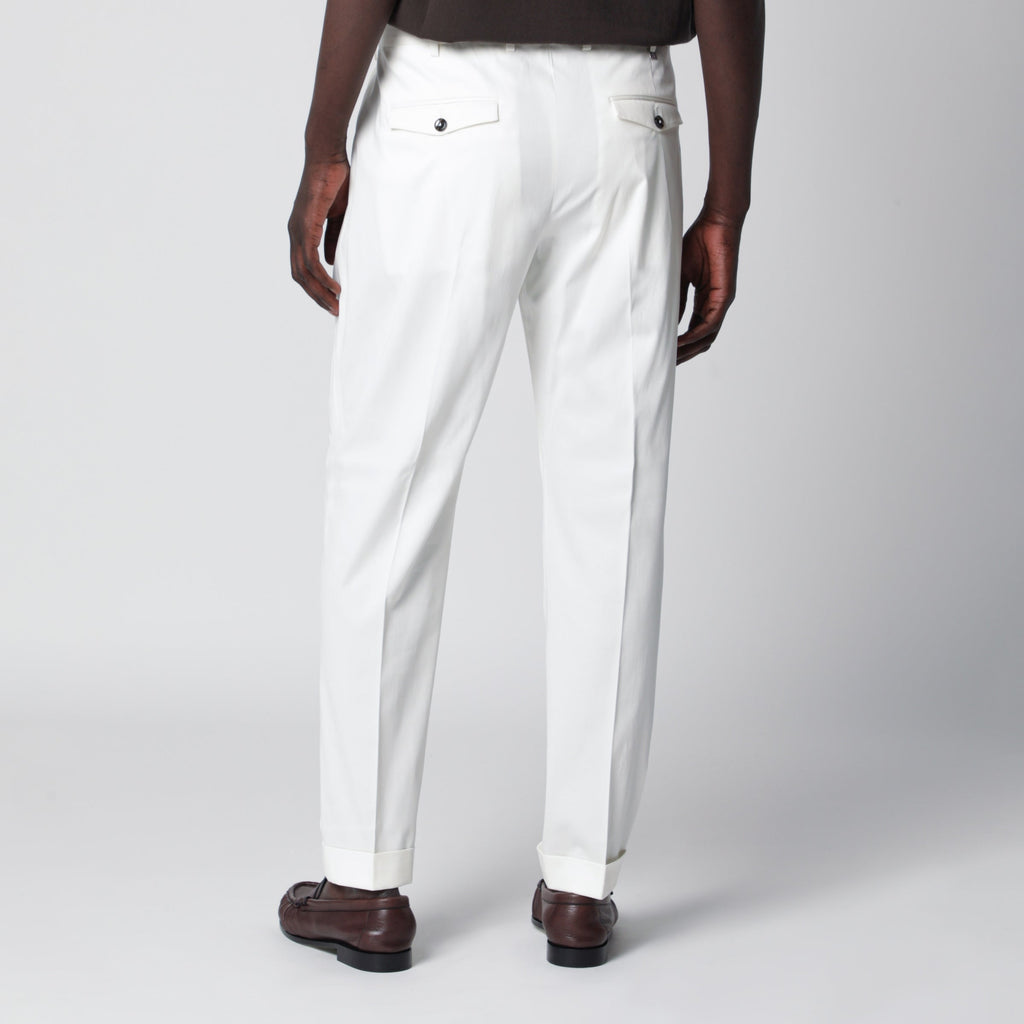 Pt01 White Cotton Trousers