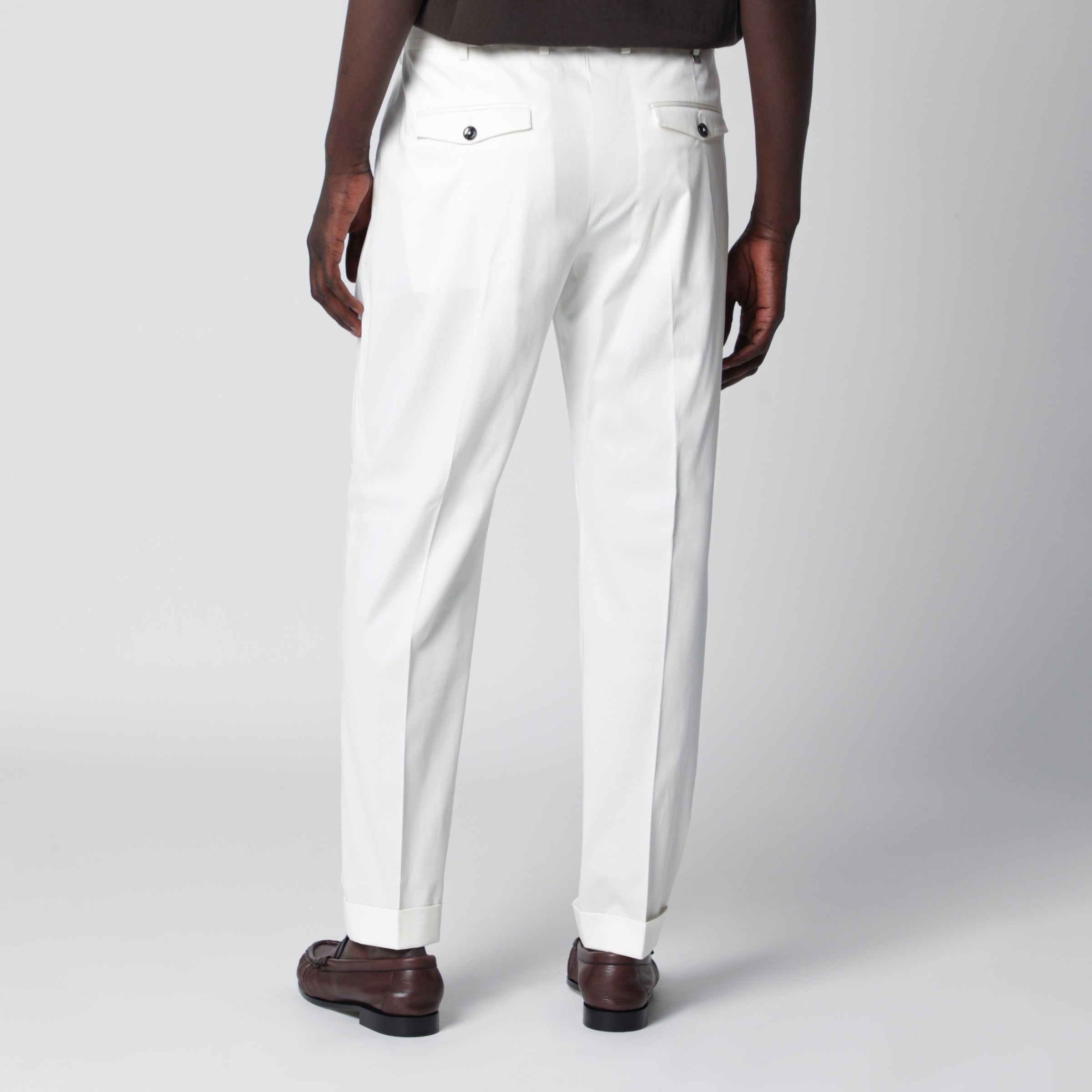 Pt01 White Cotton Trousers