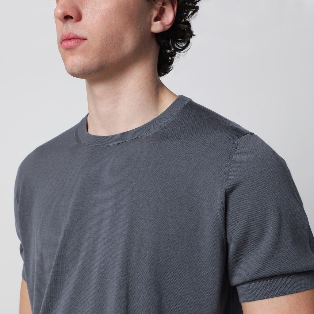 Drumohr Grey Cotton Crewneck Sweater