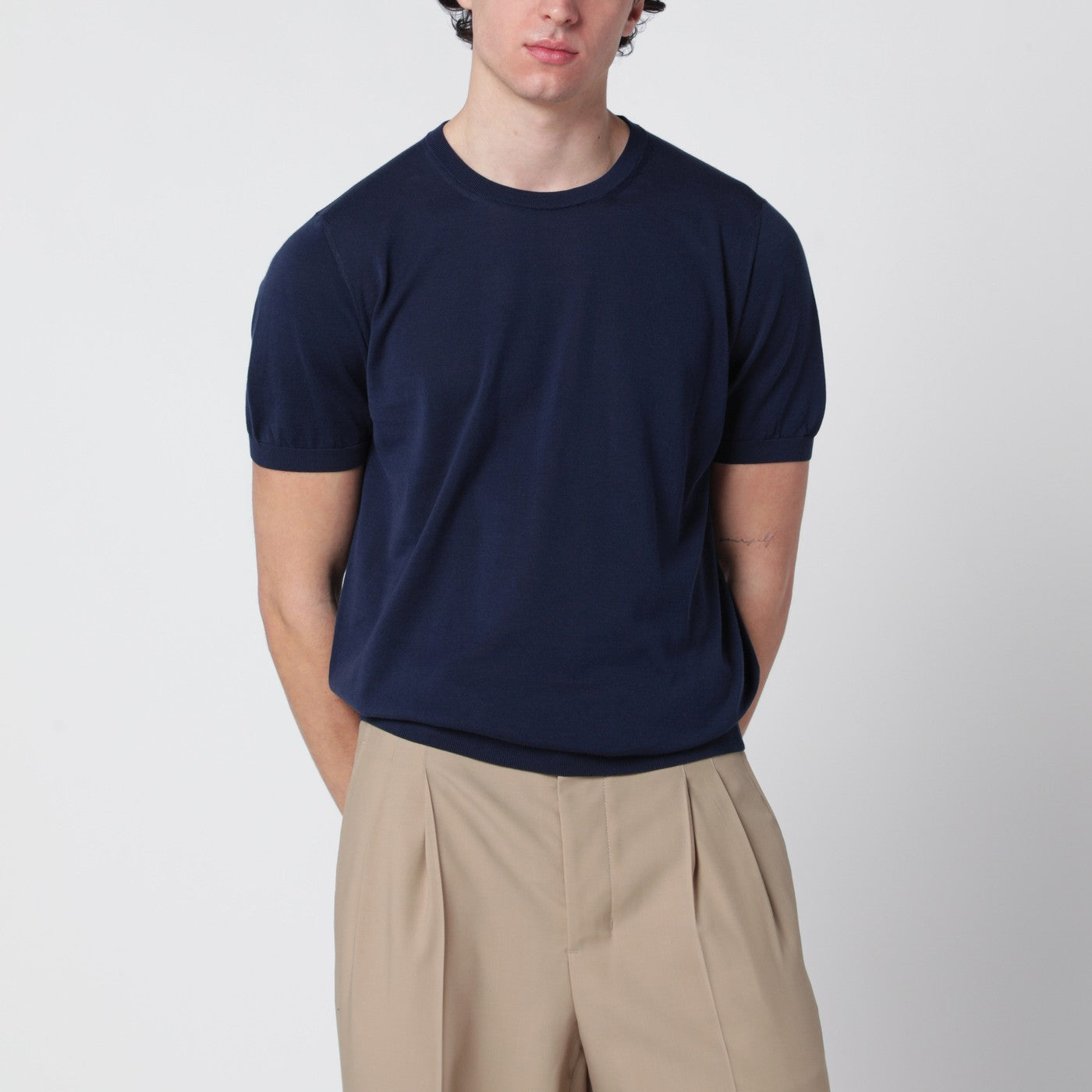 Drumohr Blue Cotton Crewneck Sweater