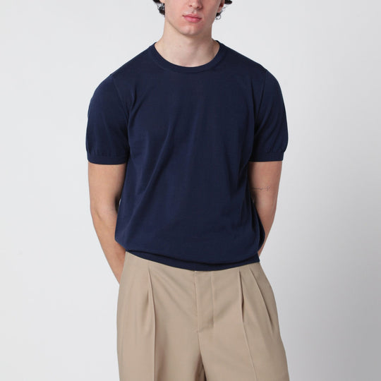 Drumohr Blue Cotton Crewneck Sweater
