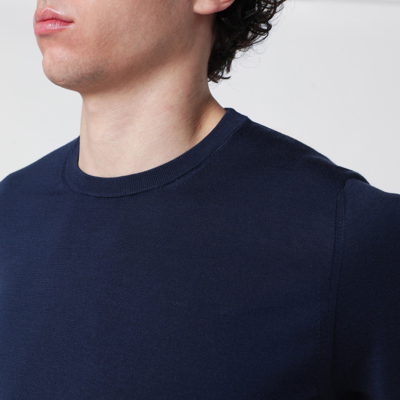 Drumohr Blue Cotton Crewneck Sweater