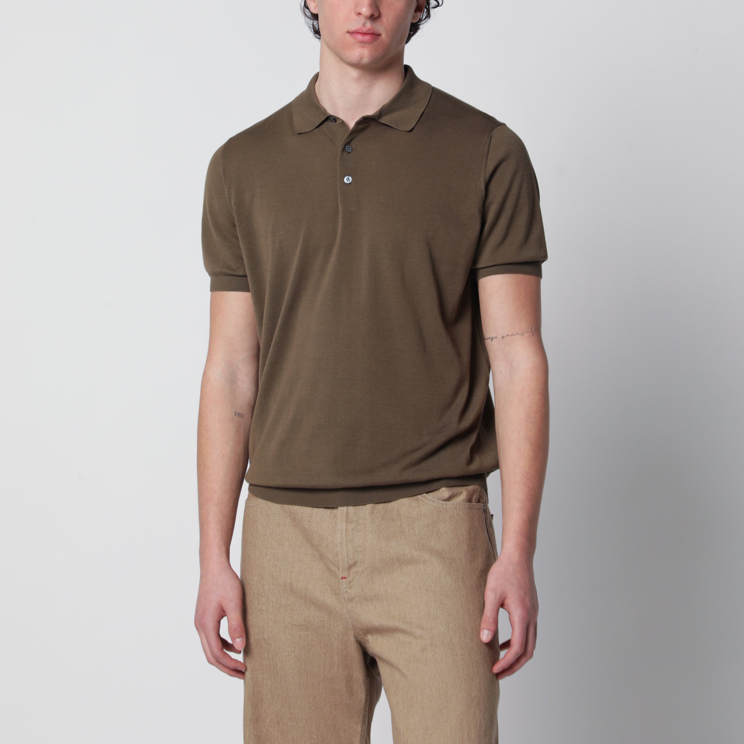 Drumohr Military Green Cotton Polo Shirt