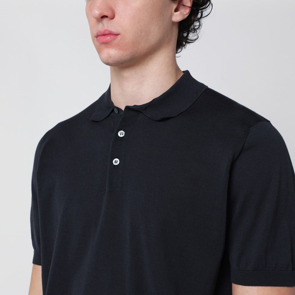 Drumohr Navy Blue Cotton Polo