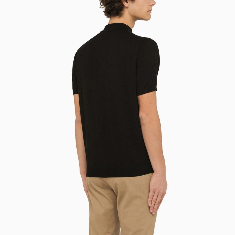 Drumohr Black Polo Shirt In Cotton