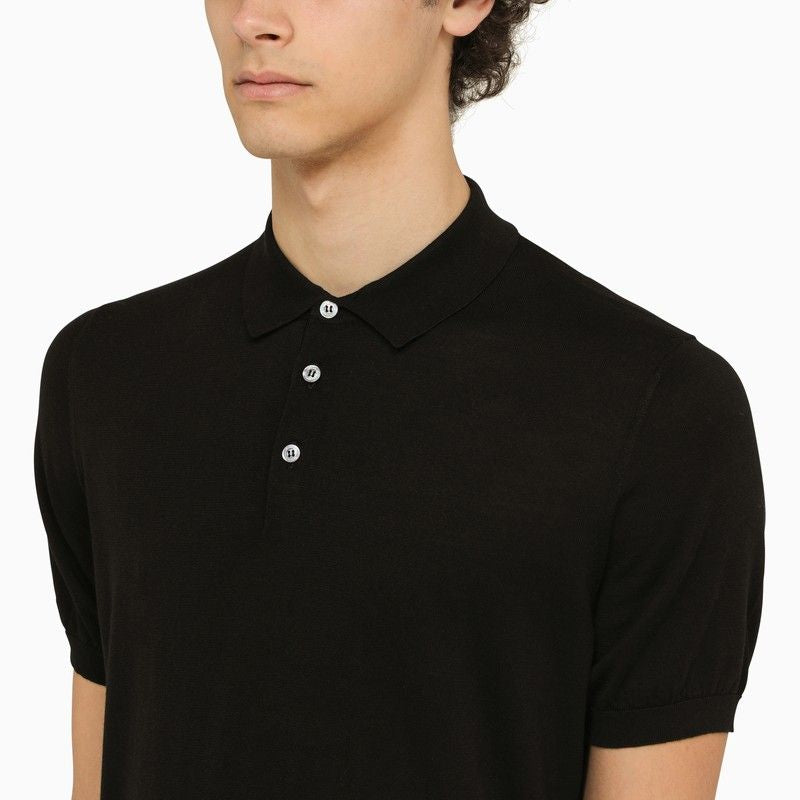 Drumohr Black Polo Shirt In Cotton