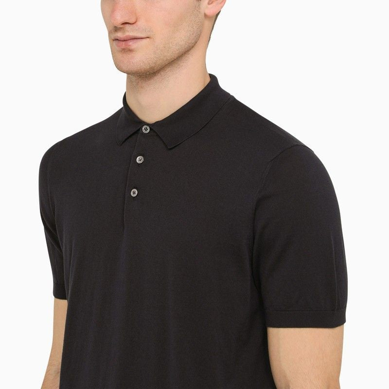 Drumohr Navy Blue Cotton Polo