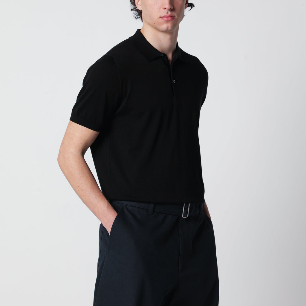 Drumohr Black Polo Shirt In Cotton