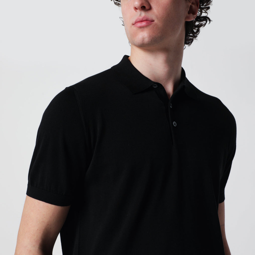 Drumohr Black Polo Shirt In Cotton