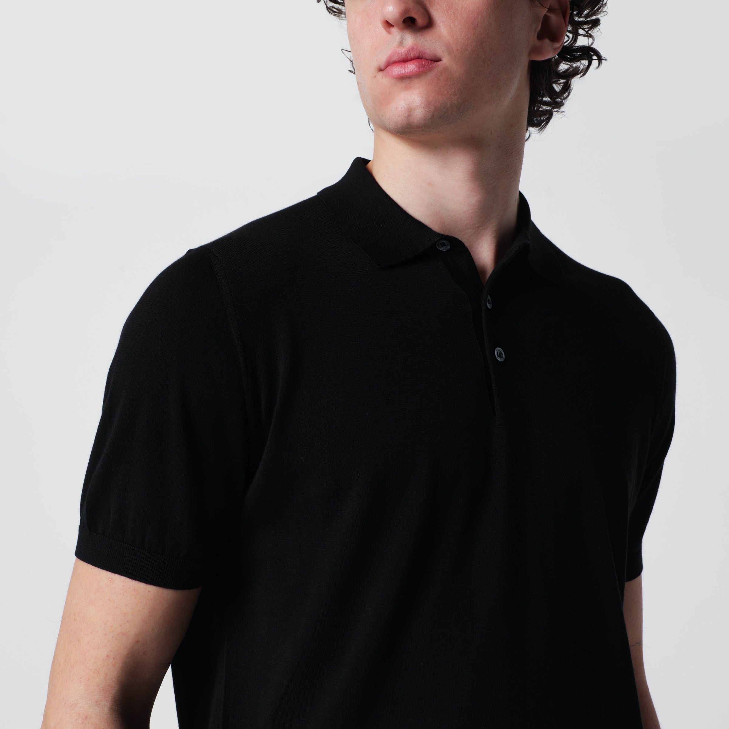 Drumohr Black Polo Shirt In Cotton