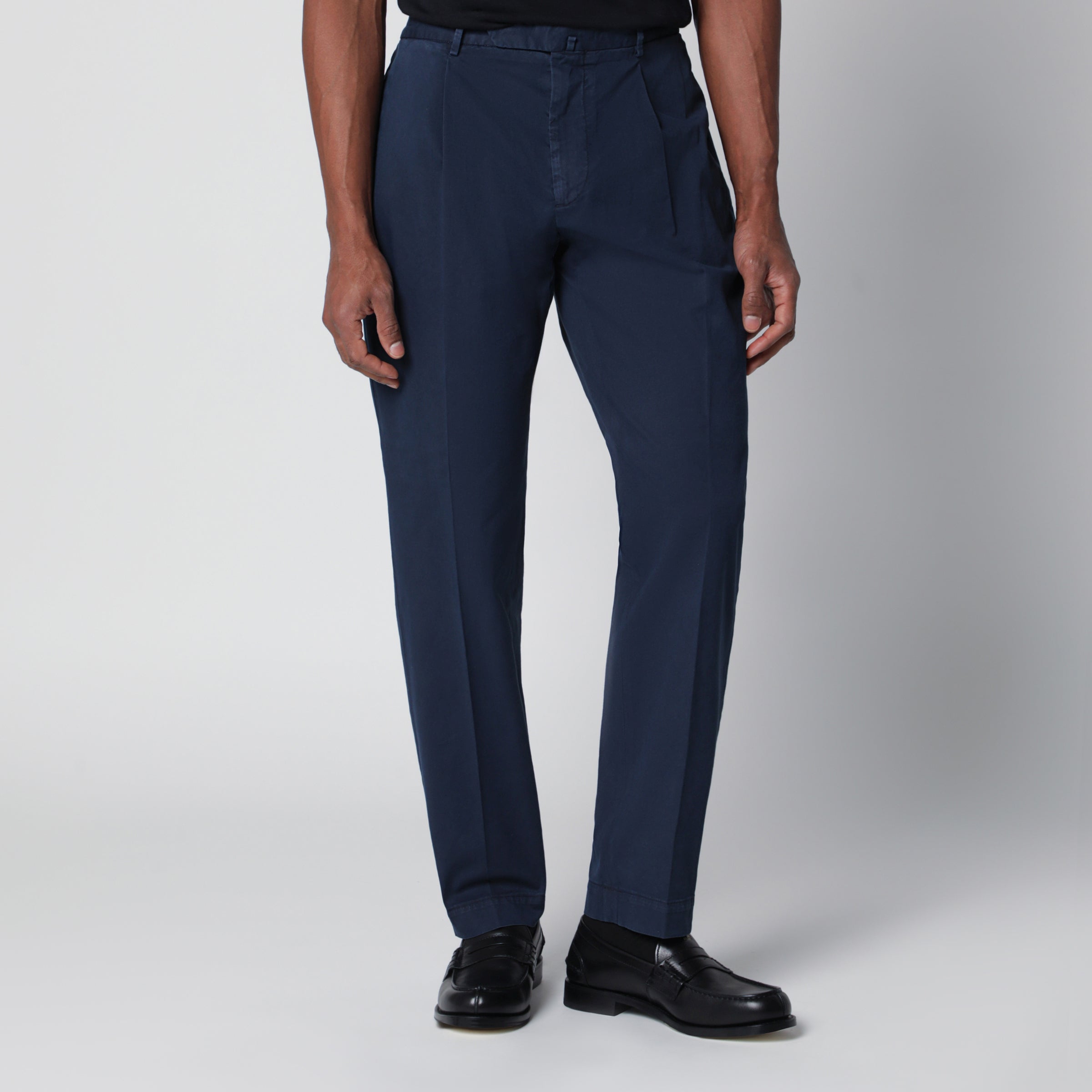 Santaniello Blue Trousers In Cotton