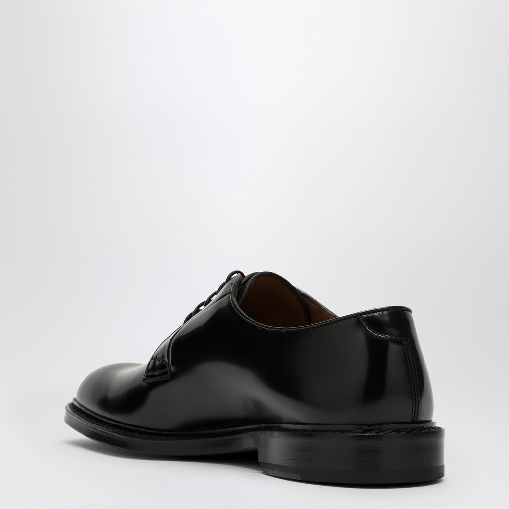 Doucal's Low Black Leather Lace-Up