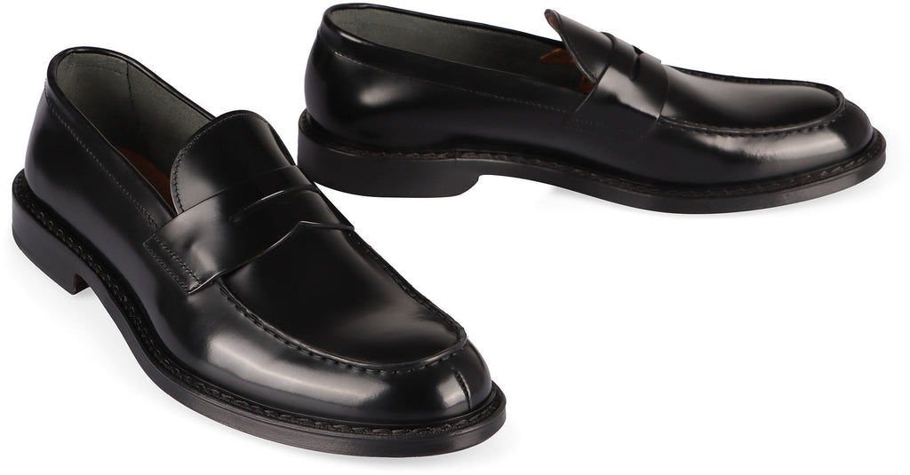 Doucal's Black Leather Classic Loafer