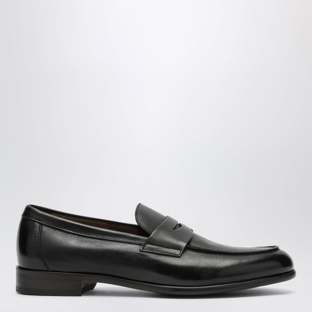 Doucal's Brown Penny Loafer In Leather