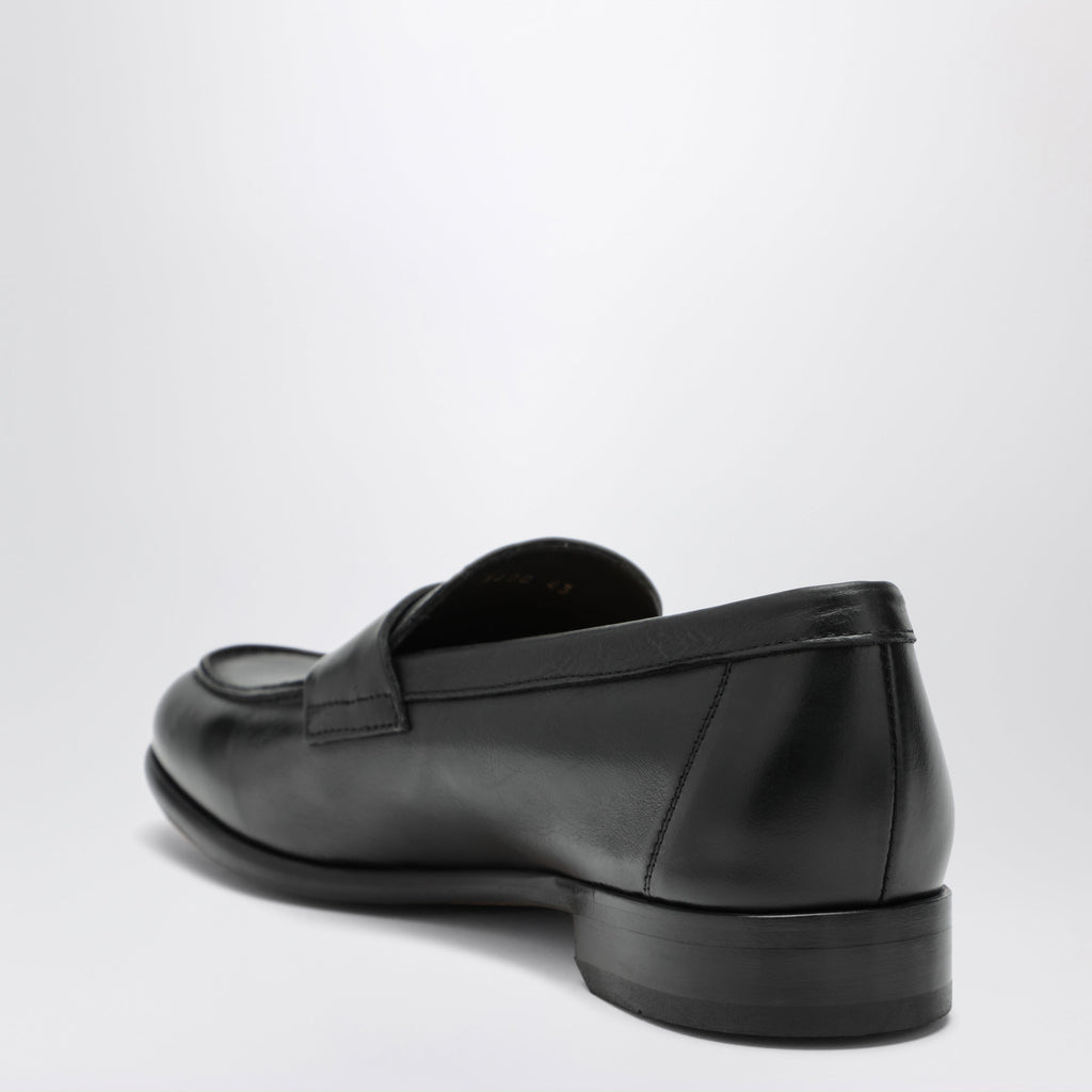 Doucal's Black Penny Loafer In Leather
