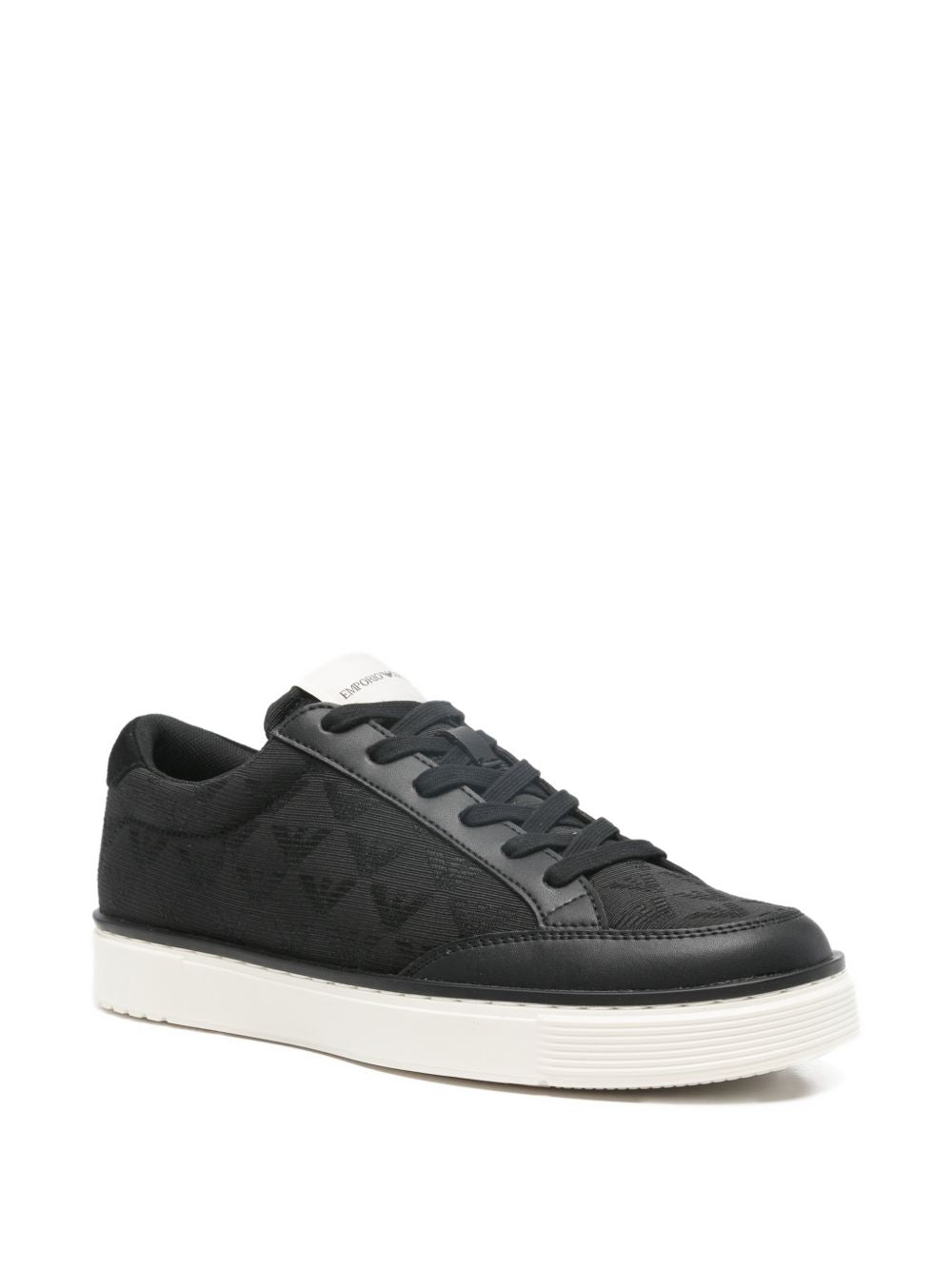 Emporio Armani Black Polyester-Cotton Sneakers
