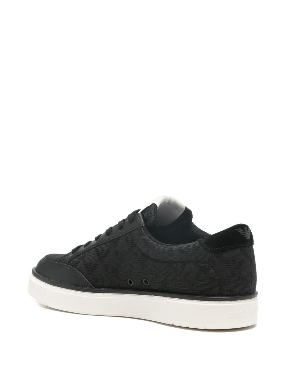Emporio Armani Black Polyester-Cotton Sneakers