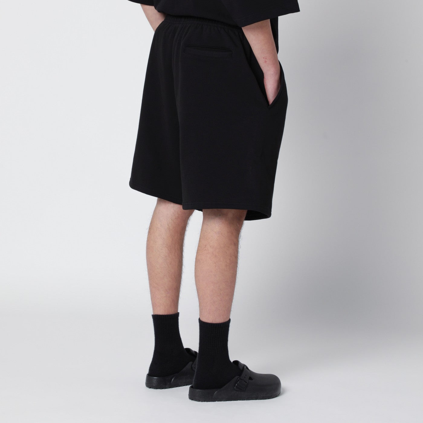 Entire Studios Black Cotton Scuba Shorts