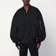 Entire Studios Black Zipup Bomber Jacket In Wool Blend