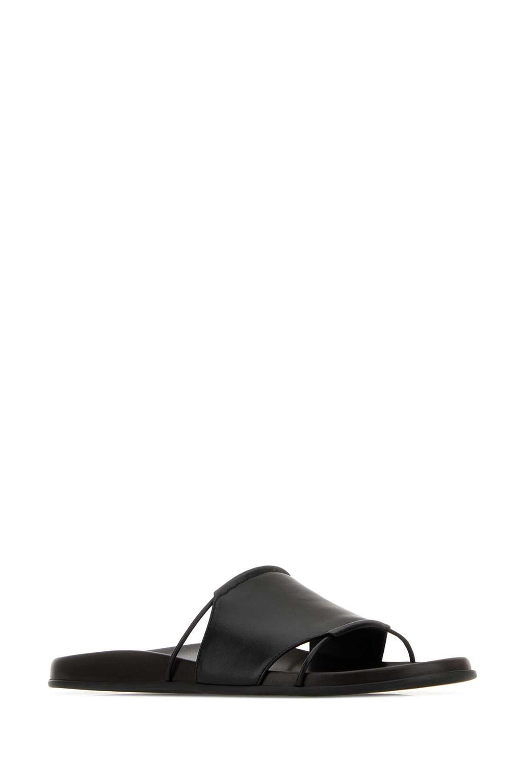 The Row Vivienne Slide Sandals In Black Nappa