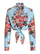 Dolce & Gabbana Light Blue Short Shirt With Flower Print
