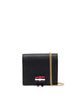 Thom Browne 3-Bow Card Holder W/ Chain Strap In Pebble Grain Leather - L12, H13, W3