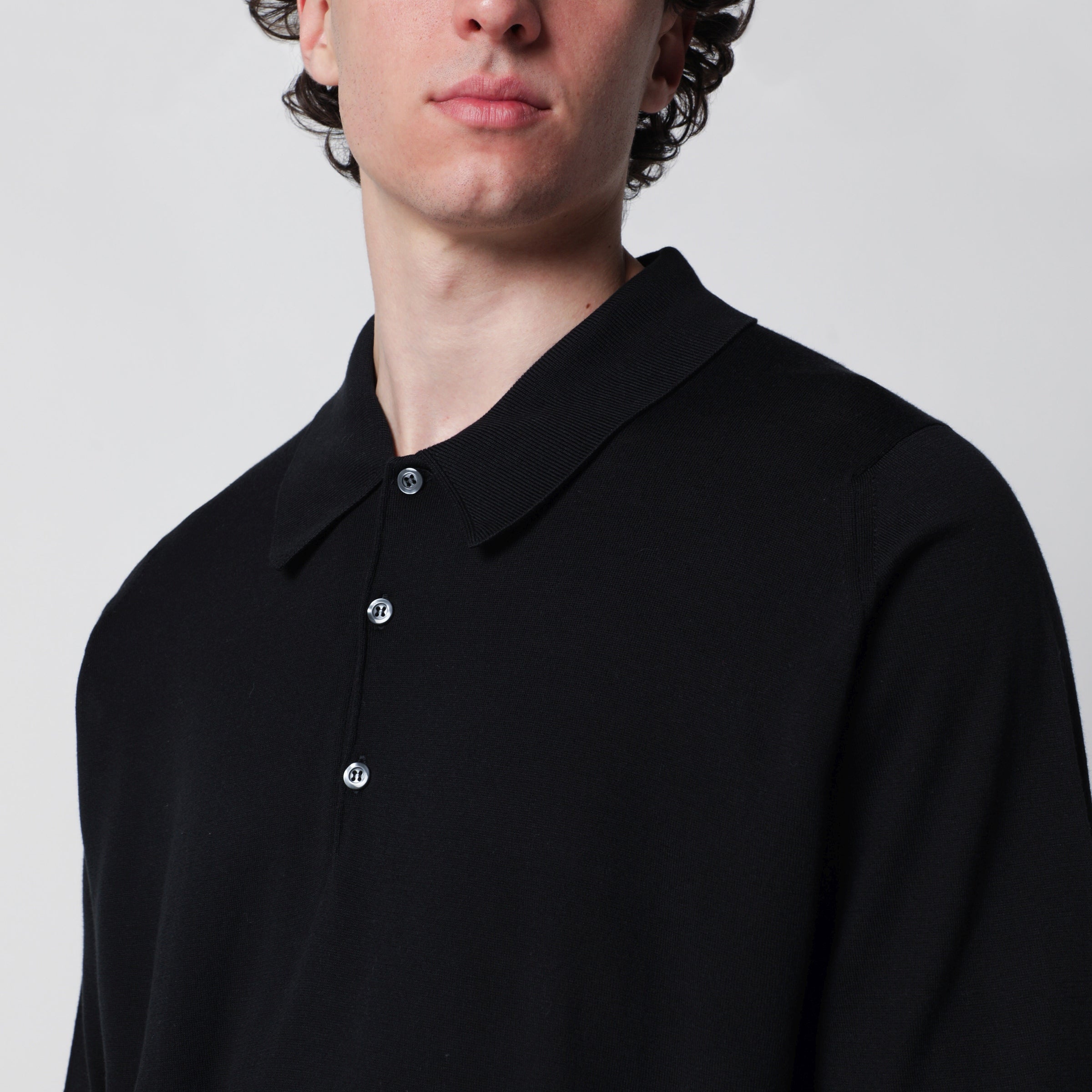 John Smedley Black Finchley Polo In Cotton