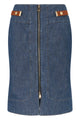 Fendi Falda Chambray Midi Denim Zip Det Cuero