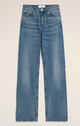 Ami Paris Wideleg Jeans In Washed Indigo Denim