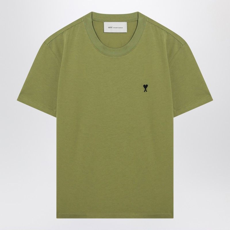 Ami Paris Matcha Ss T-Shirt Black Embroidered Logo