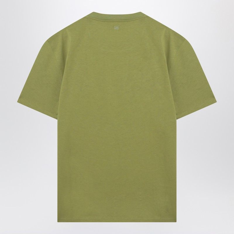 Ami Paris Matcha Ss T-Shirt Black Embroidered Logo