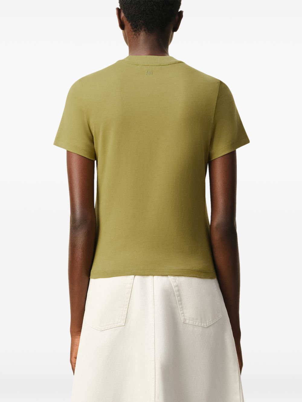 Ami Paris Matcha Ss T-Shirt Black Embroidered Logo