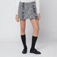 Durazzi Milano  Black/White Patterned Wool-Blend Mini Skirt