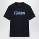 Fendi Navy Blue Tshirt With Embroidered Logo