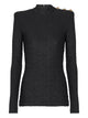 Balmain Black Viscose Tops Long Sleeve