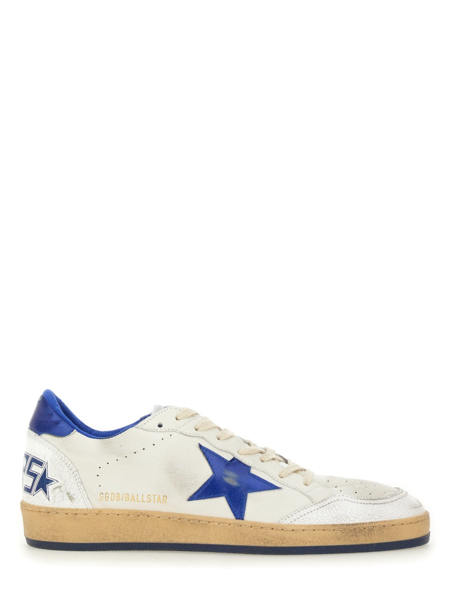Golden Goose Golden Goose Ball Star White And Blue Leather Sneakers