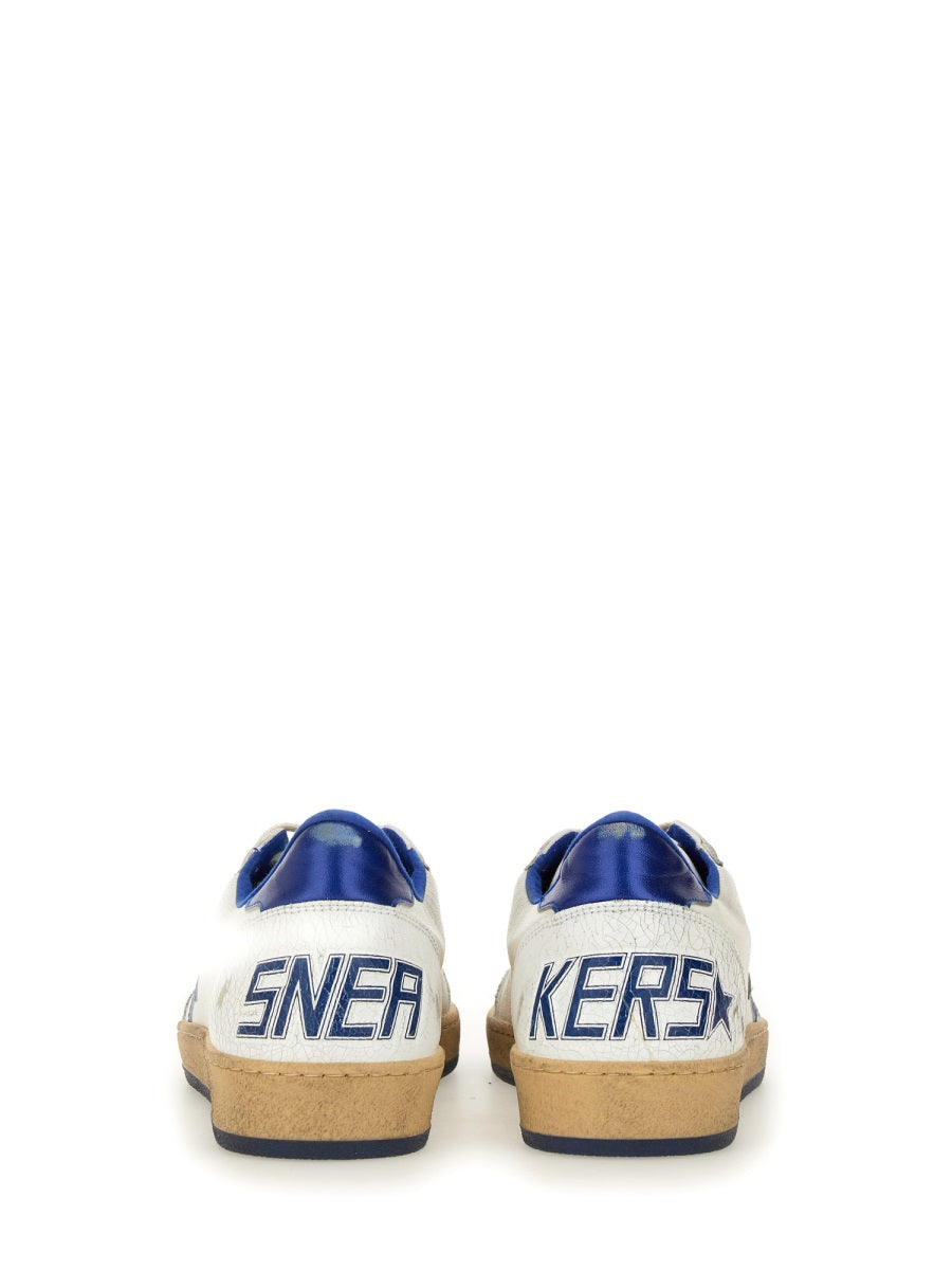 Golden Goose Golden Goose Ball Star White And Blue Leather Sneakers