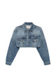 Miu Miu Logo-Embroidered Cropped Denim Jacket