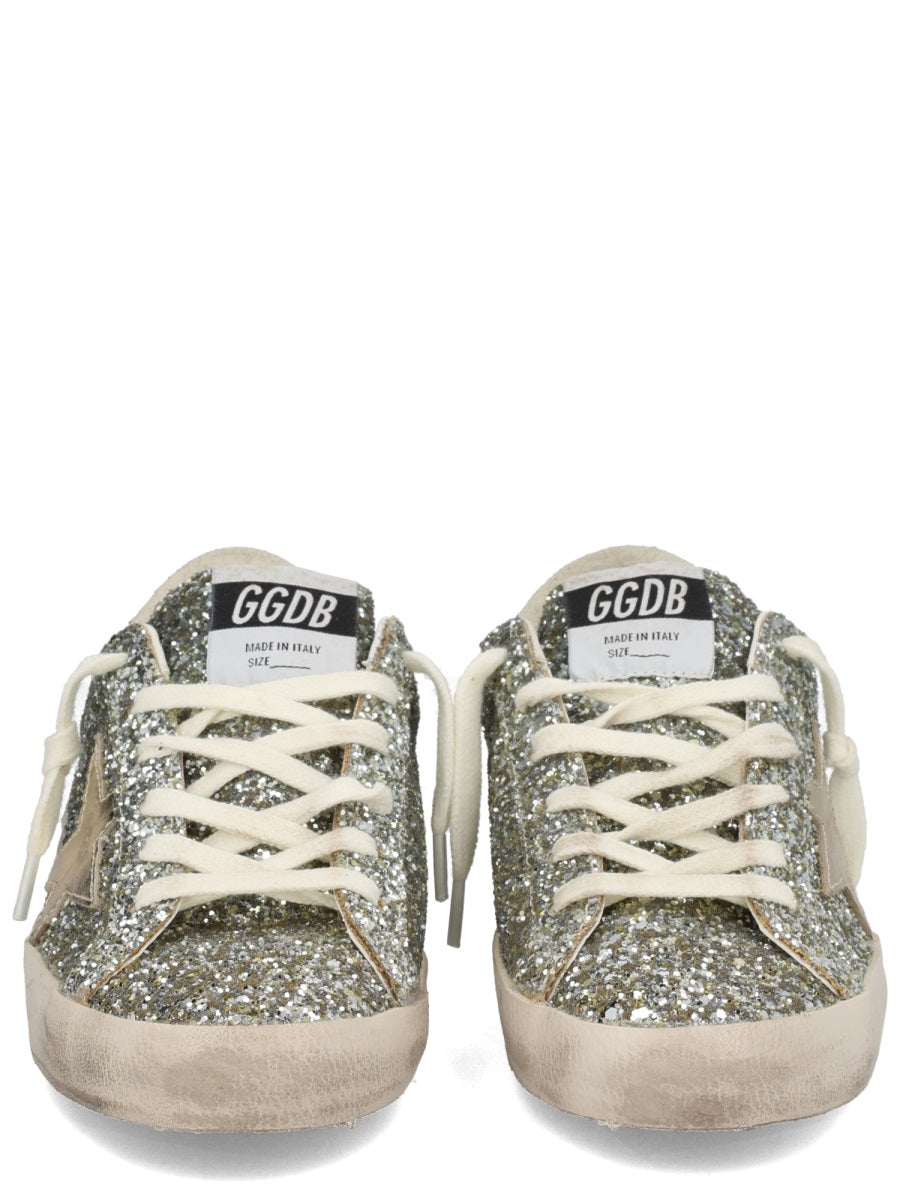 Golden Goose Superstar Sneakers In Silver Glitter With Dã©Gradã© Effect