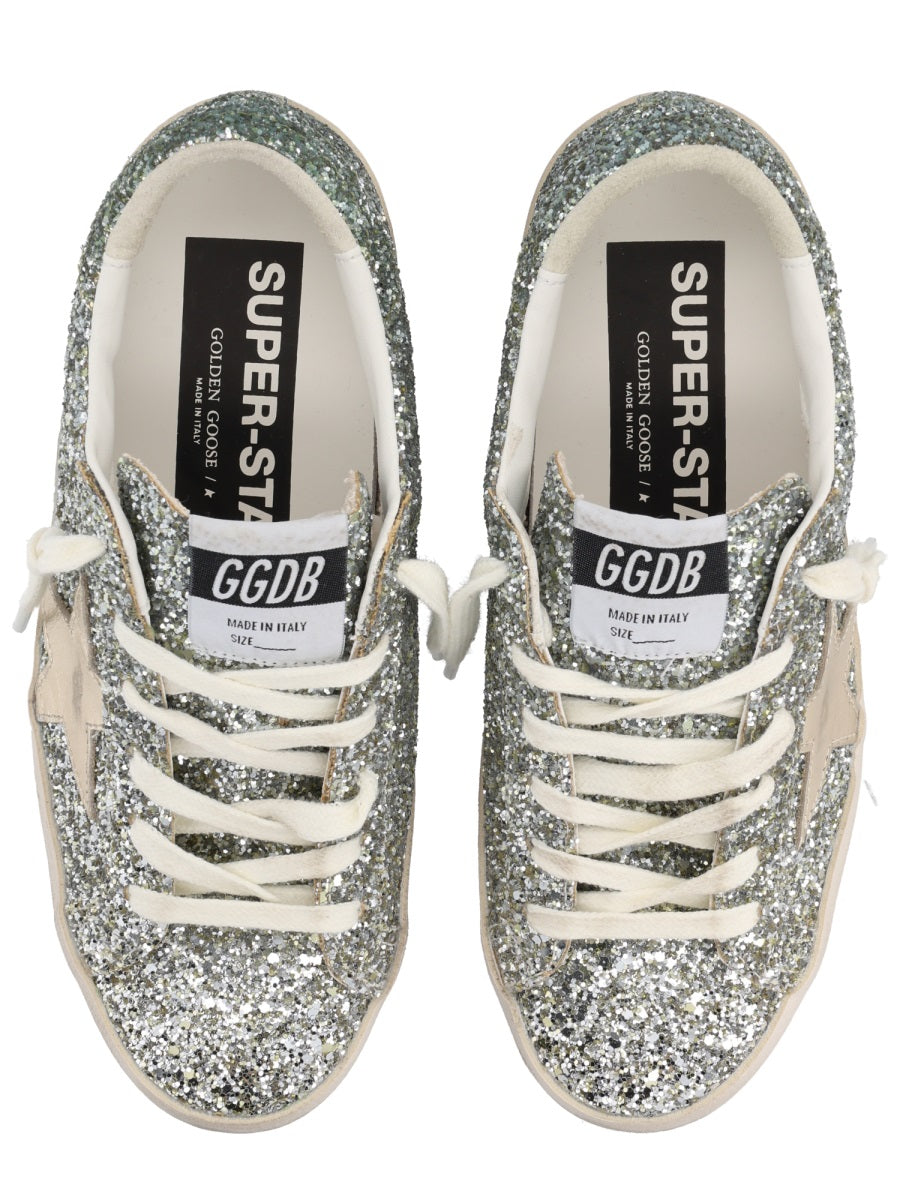 Golden Goose Superstar Sneakers In Silver Glitter With Dã©Gradã© Effect